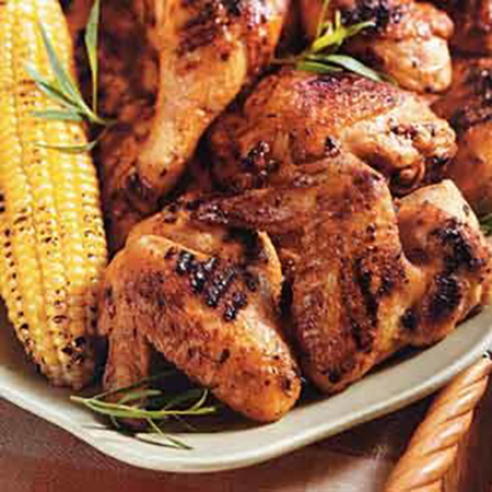 Dijon grilled chicken with grilled corn