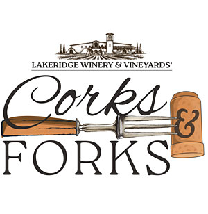 Corks & Forks logo.