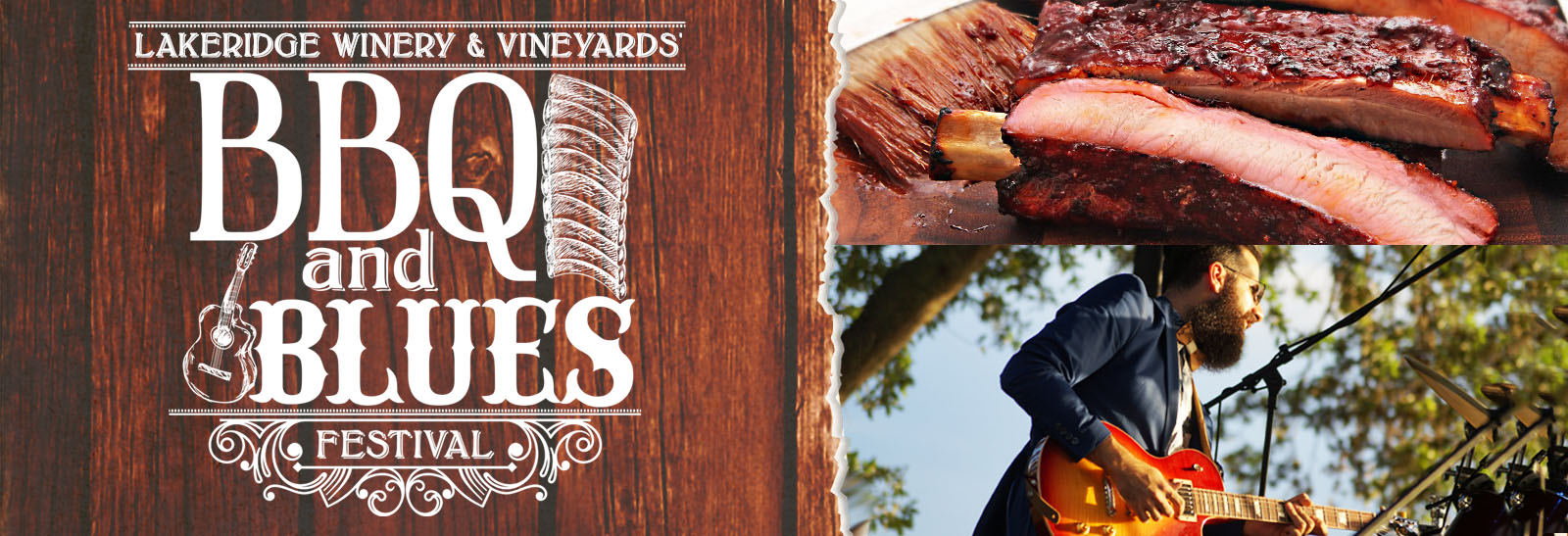 BBQ & Blues Festival logo with images of bbq ribs and blues bands