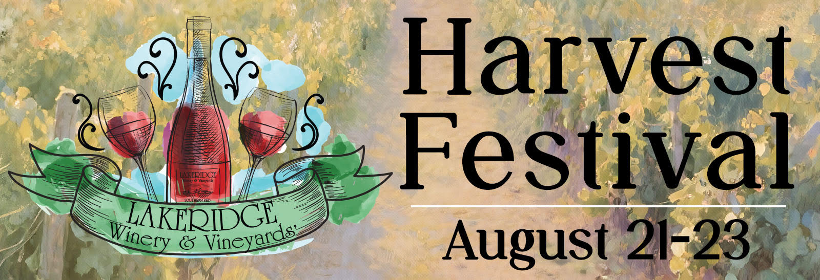 Harvest Festival logo with images of festival food and entertainers