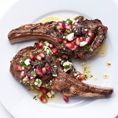 Lamb chops with pomegranate relish