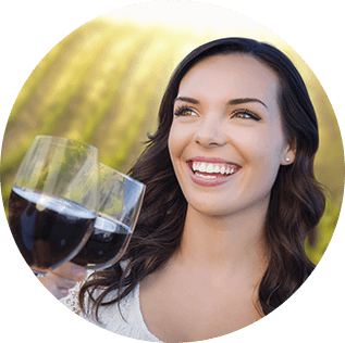 Young woman with a glass of red wine